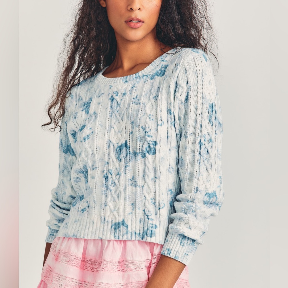 LoveShackFancy Blue and White Sweater